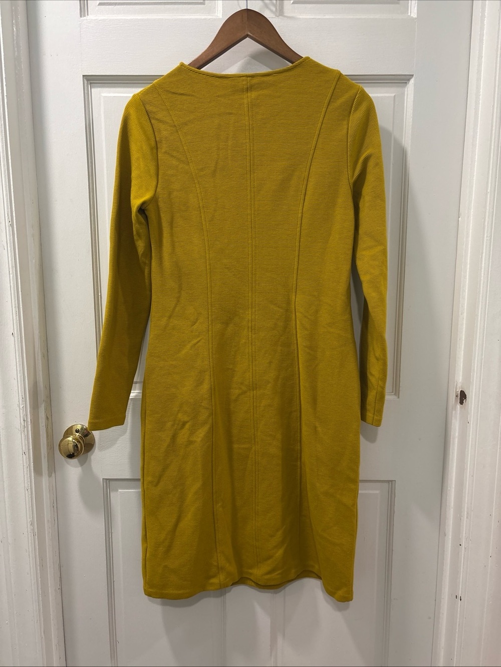 Boden Women’s Ellen Ottoman Dress Mustard Yellow Long Sleeve Pockets Size 6L EUC - Picture 8 of 8